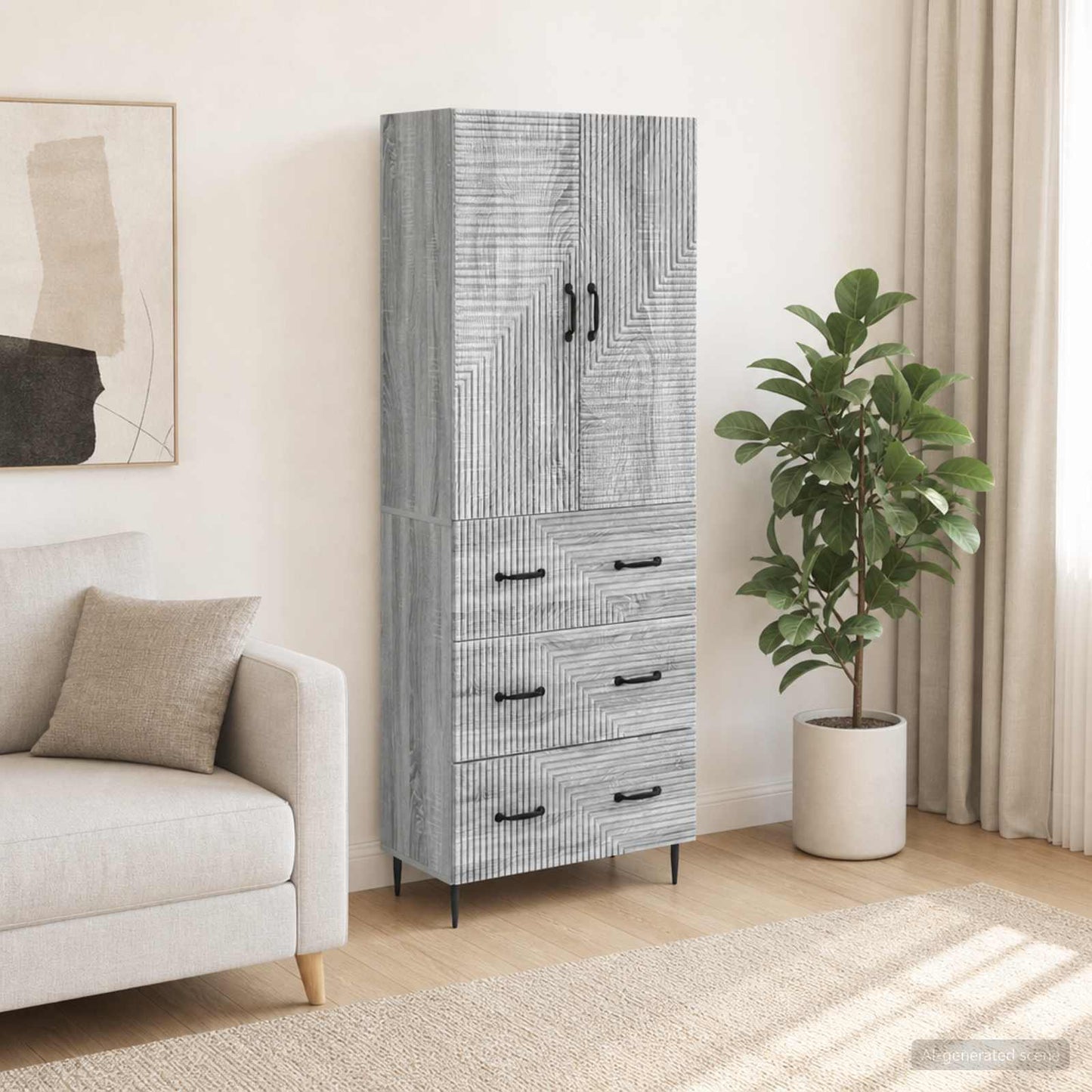 vidaXL Cabinet Set 2 pcs 66 x 34.5 x 90 cm Engineered Wood Grey Sonoma