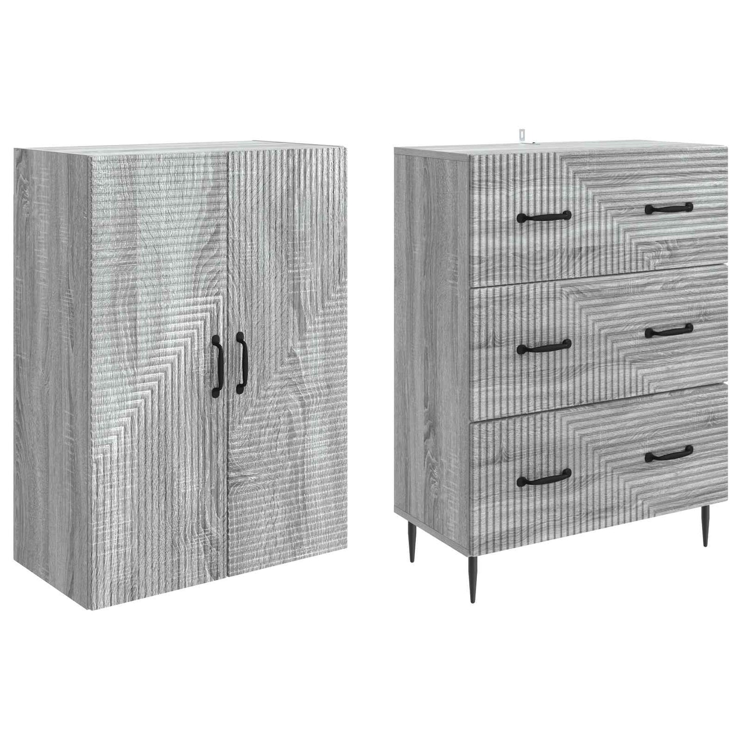 vidaXL Cabinet Set 2 pcs 66 x 34.5 x 90 cm Engineered Wood Grey Sonoma