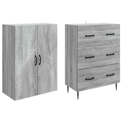 vidaXL Cabinet Set 2 pcs 66 x 34.5 x 90 cm Engineered Wood Grey Sonoma