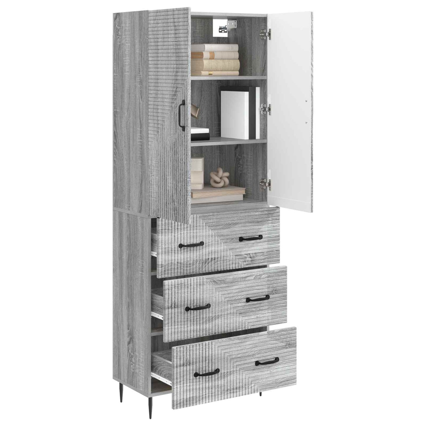vidaXL Cabinet Set 2 pcs 66 x 34.5 x 90 cm Engineered Wood Grey Sonoma