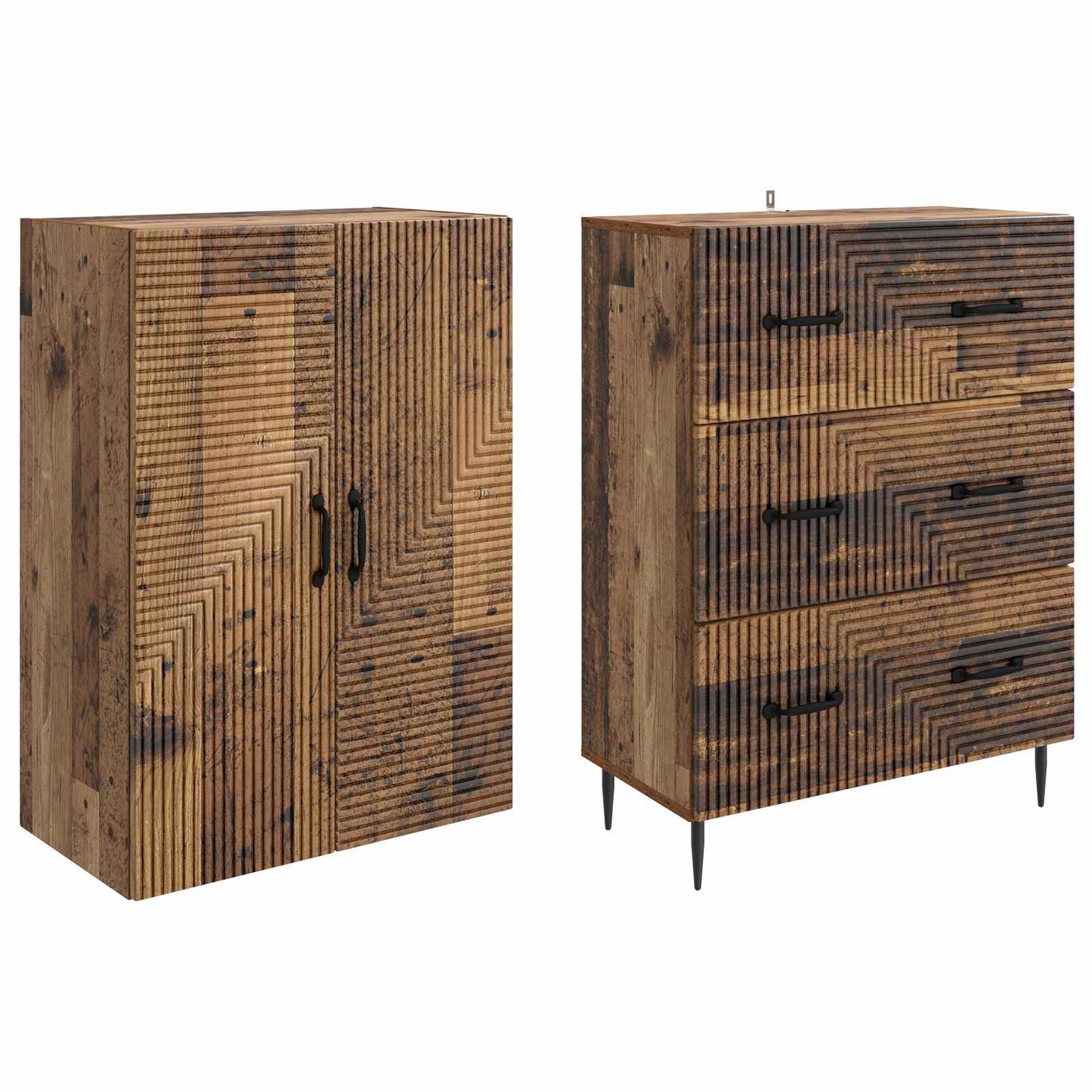 vidaXL Cabinet Set 2 pcs 66 x 34.5 x 90 cm Engineered Wood Old Wood