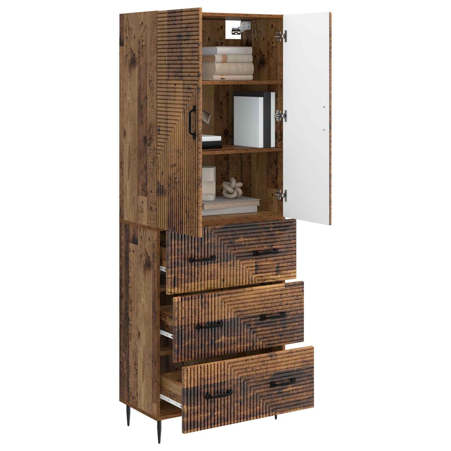 vidaXL Cabinet Set 2 pcs 66 x 34.5 x 90 cm Engineered Wood Old Wood