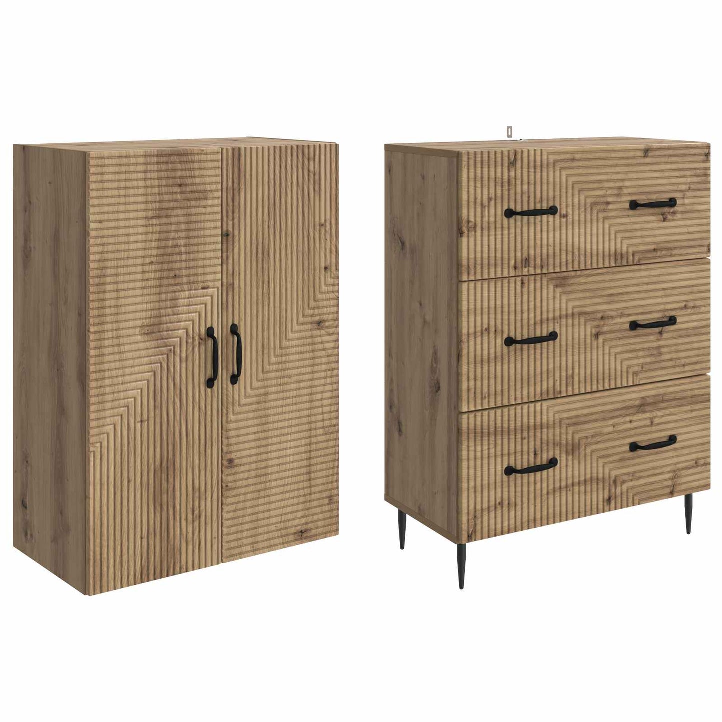 vidaXL Cabinet Set 2 pcs Artisan Oak 66 x 34.5 x 90 cm Engineered Wood