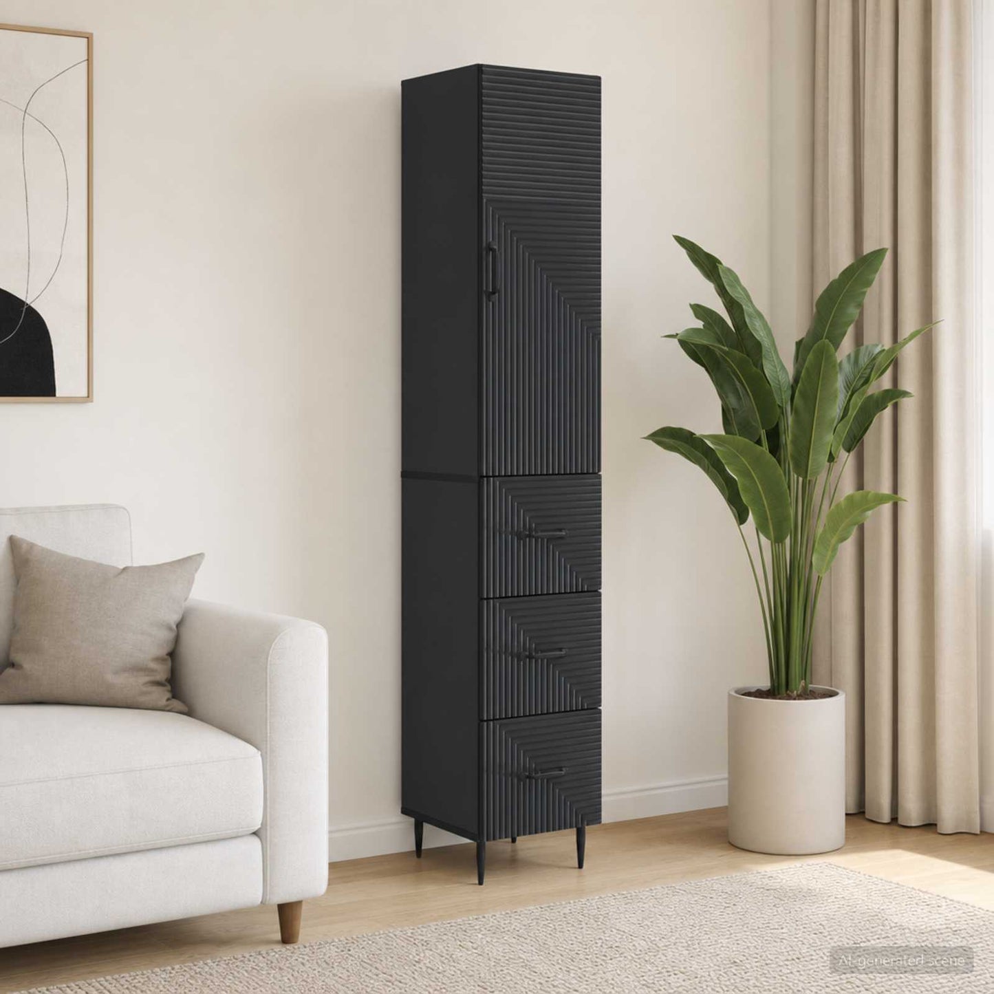vidaXL Cabinet Set 2 pcs 33 x 34.5 x 90 cm Engineered Wood Black