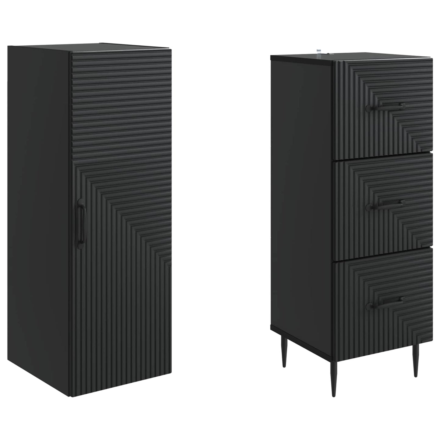 vidaXL Cabinet Set 2 pcs 33 x 34.5 x 90 cm Engineered Wood Black