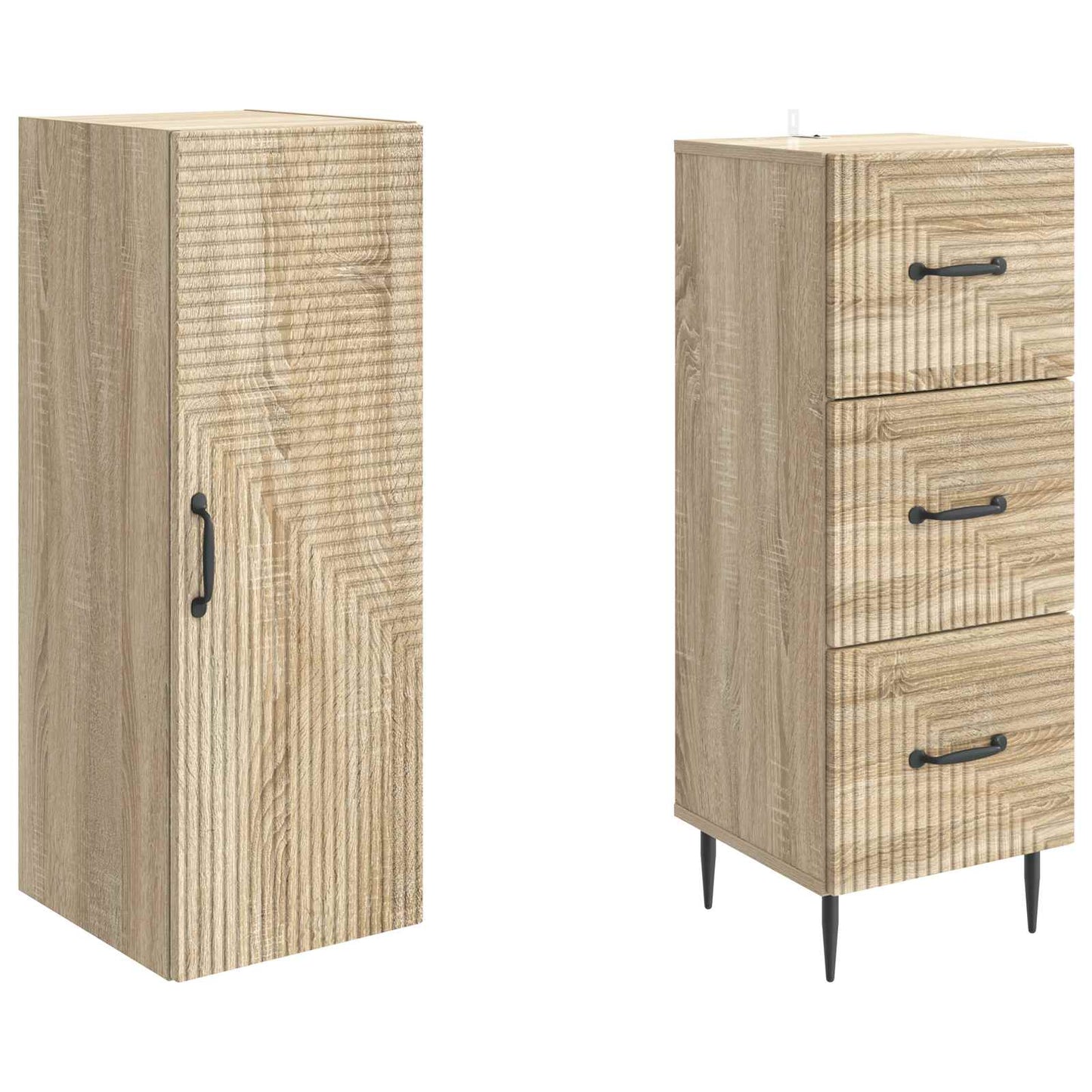 vidaXL Cabinet Set 2 pcs 33 x 34.5 x 90 cm Engineered Wood Sonoma Oak