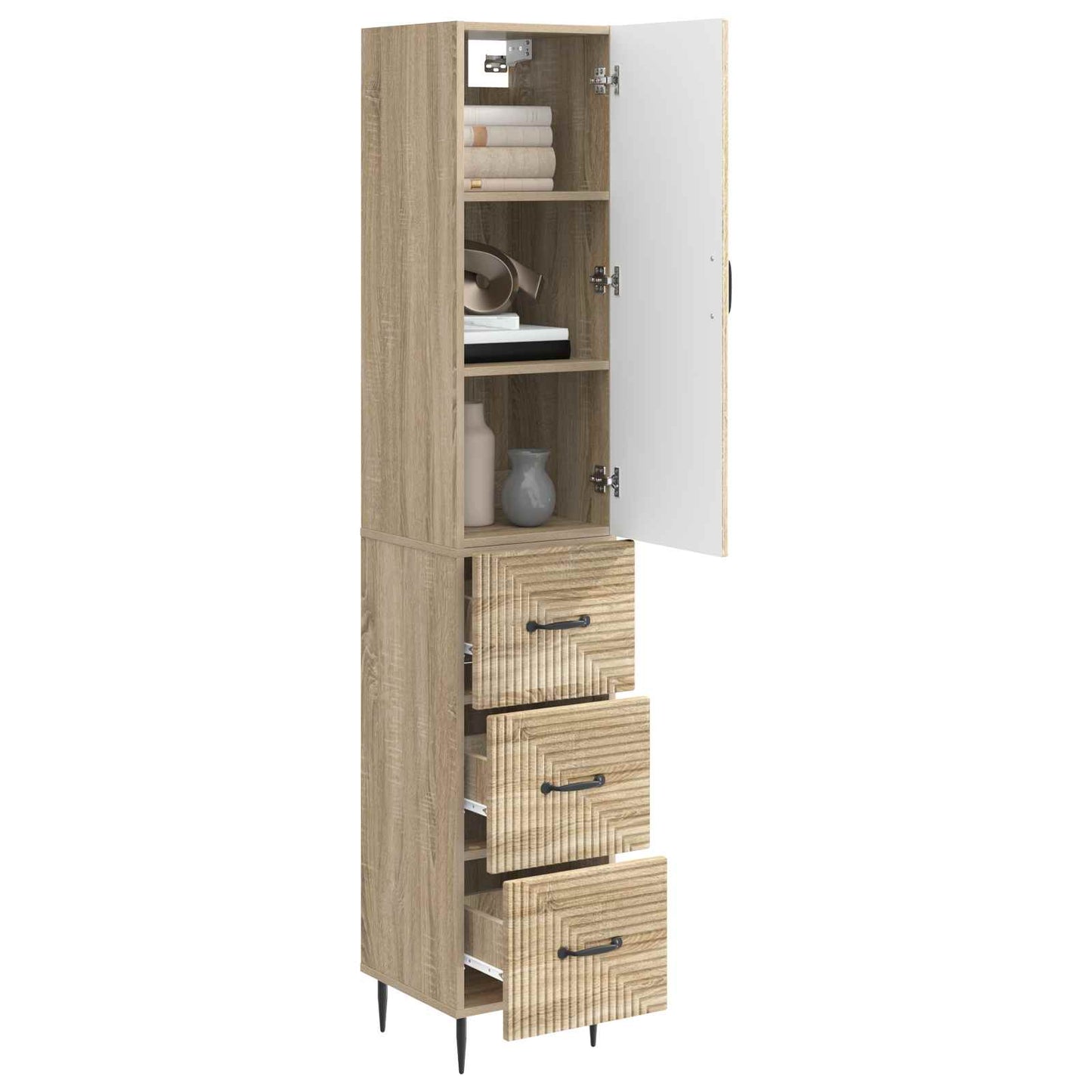vidaXL Cabinet Set 2 pcs 33 x 34.5 x 90 cm Engineered Wood Sonoma Oak