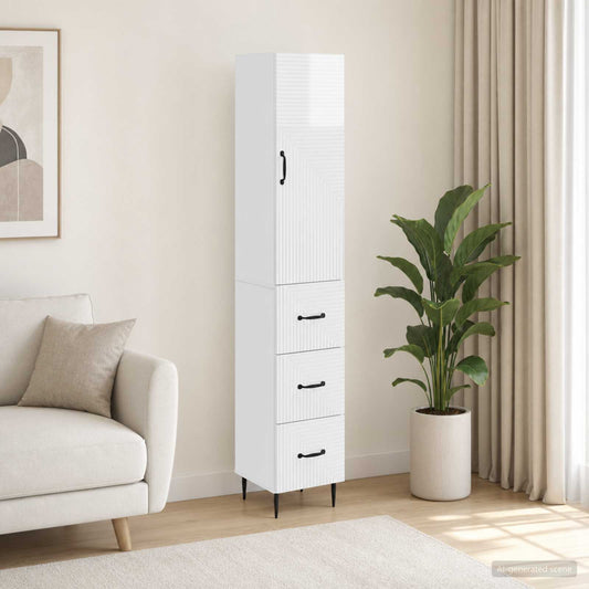 vidaXL Cabinet Set 2 pcs High Gloss White 33 x 34.5 x 90 cm