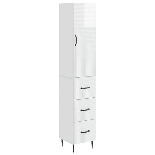 vidaXL Cabinet Set 2 pcs High Gloss White 33 x 34.5 x 90 cm