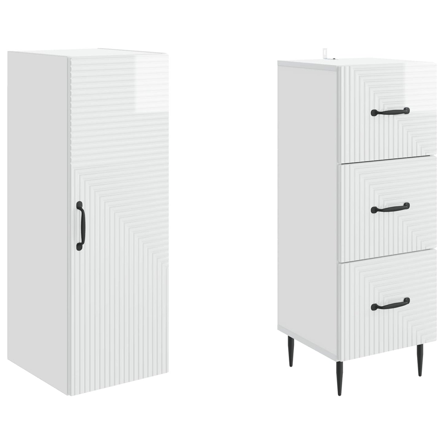 vidaXL Cabinet Set 2 pcs High Gloss White 33 x 34.5 x 90 cm