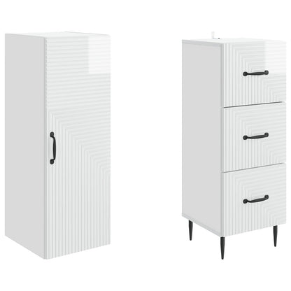 vidaXL Cabinet Set 2 pcs High Gloss White 33 x 34.5 x 90 cm