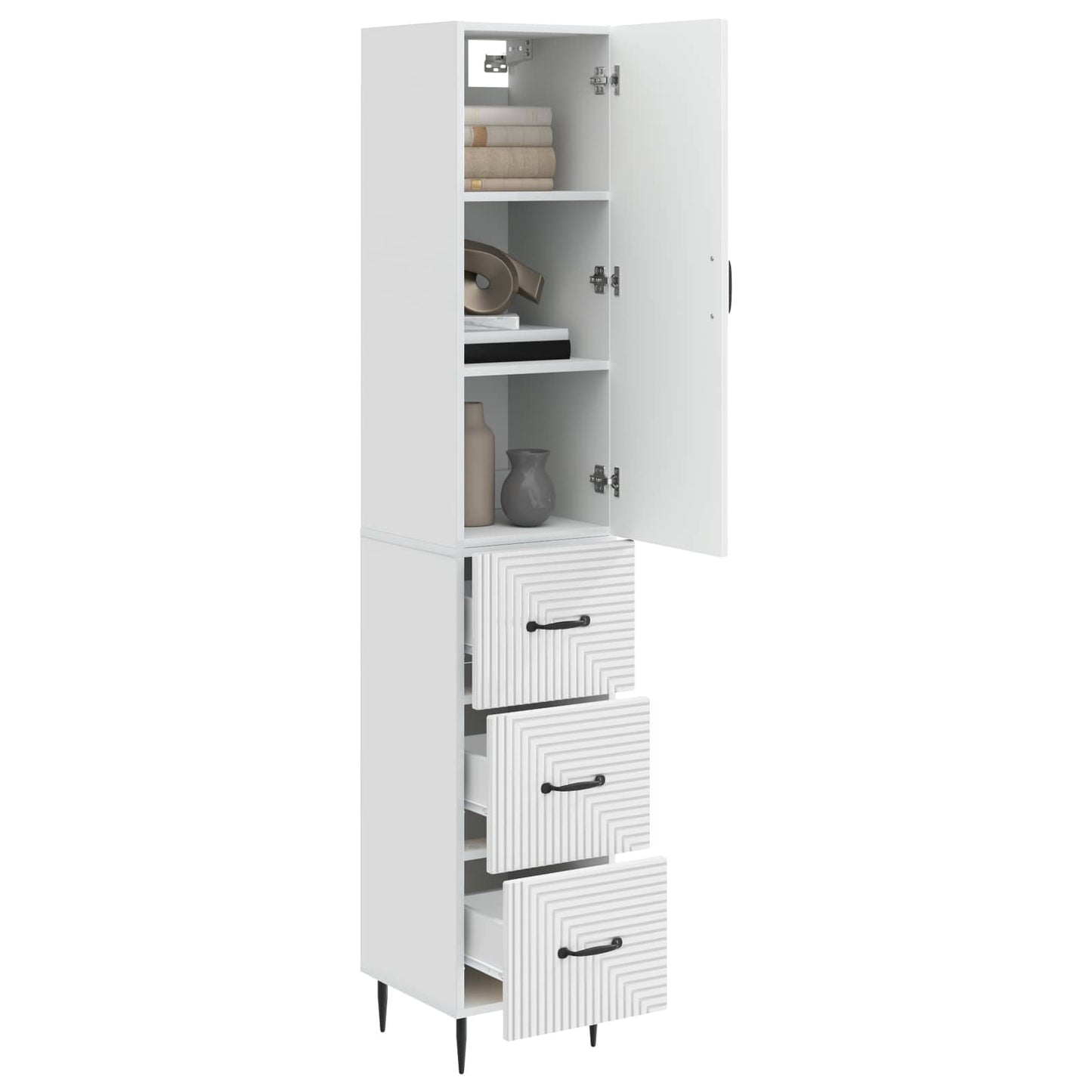 vidaXL Cabinet Set 2 pcs High Gloss White 33 x 34.5 x 90 cm