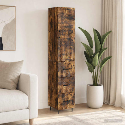 vidaXL Cabinet Set 2 pcs 33 x 34.5 x 90 cm Engineered Wood Smoked Oak