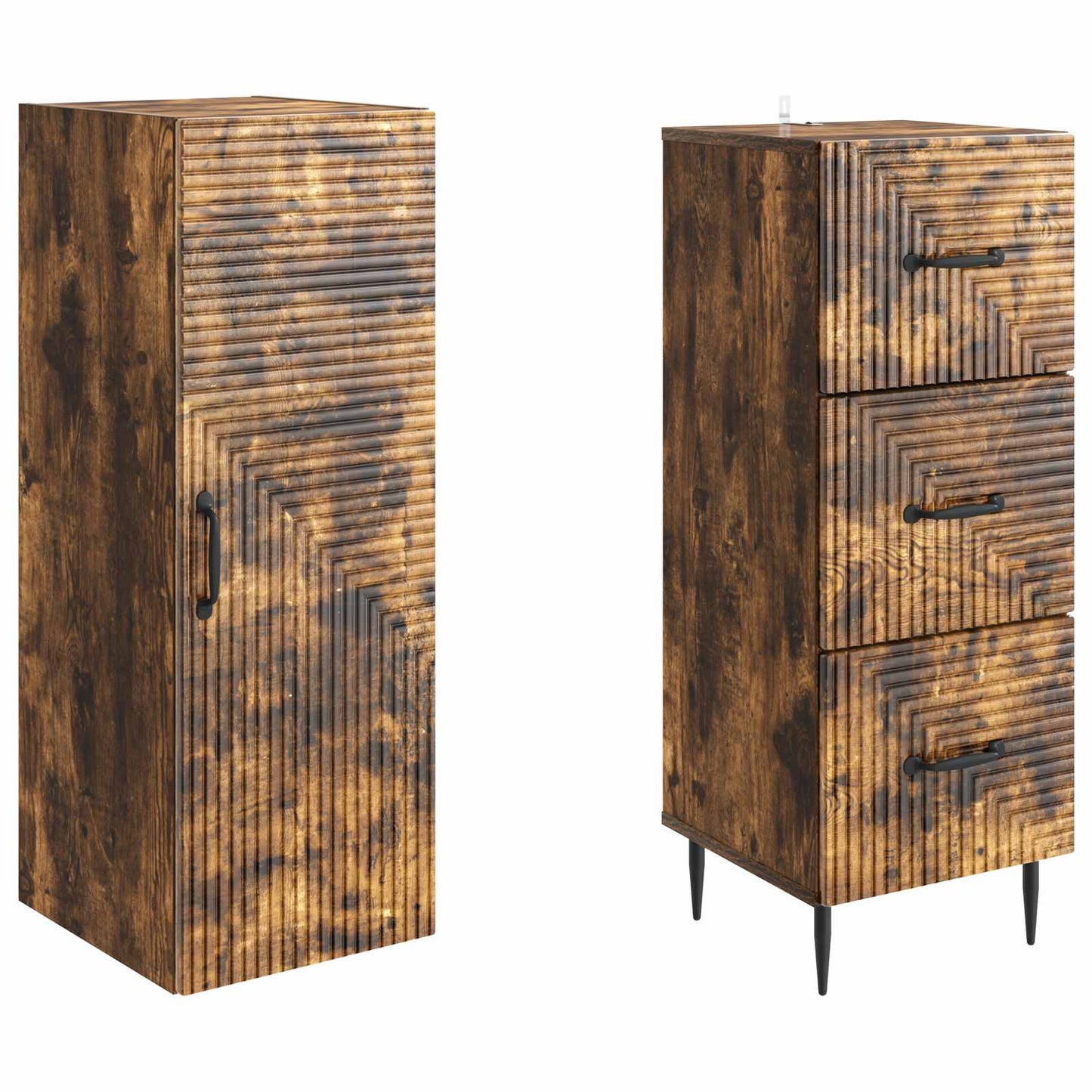 vidaXL Cabinet Set 2 pcs Smoked Oak 33 x 34.5 x 90 cm Engineered Wood