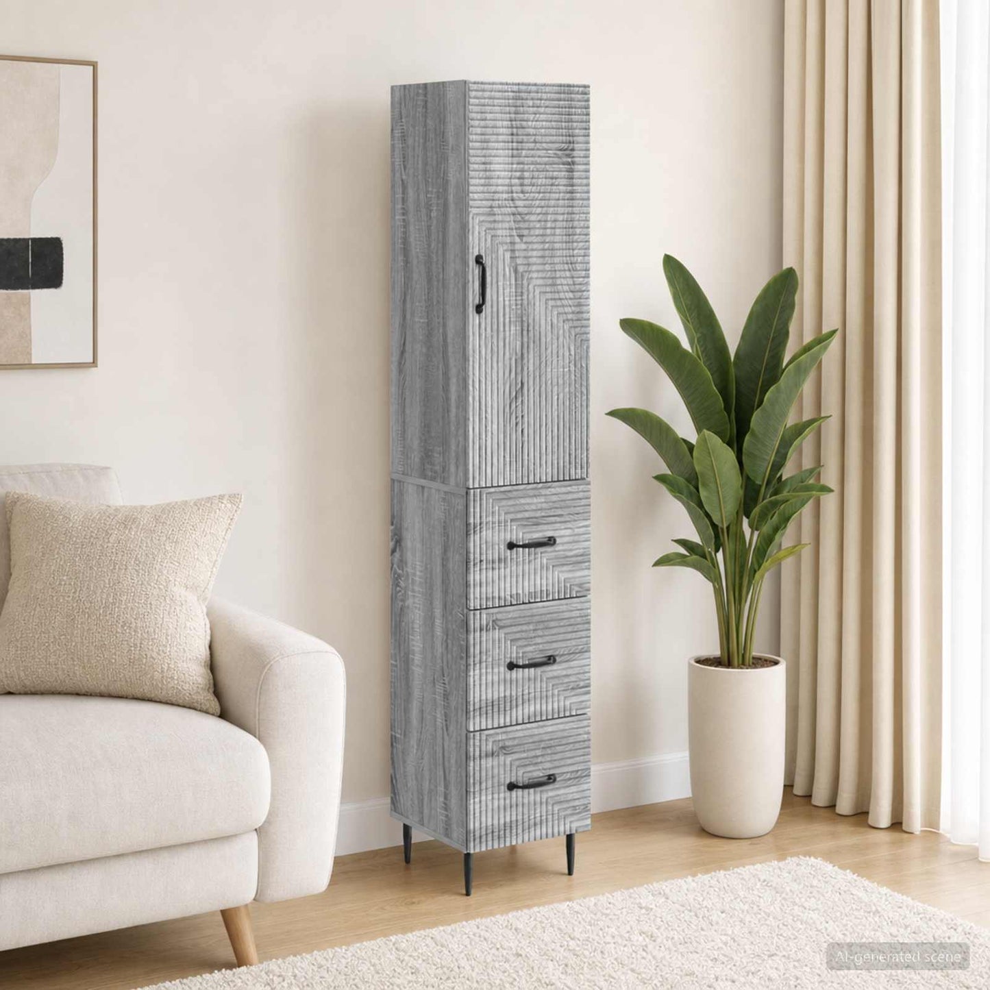 vidaXL Cabinet Set 2 pcs 33 x 34.5 x 90 cm Engineered Wood Grey Sonoma