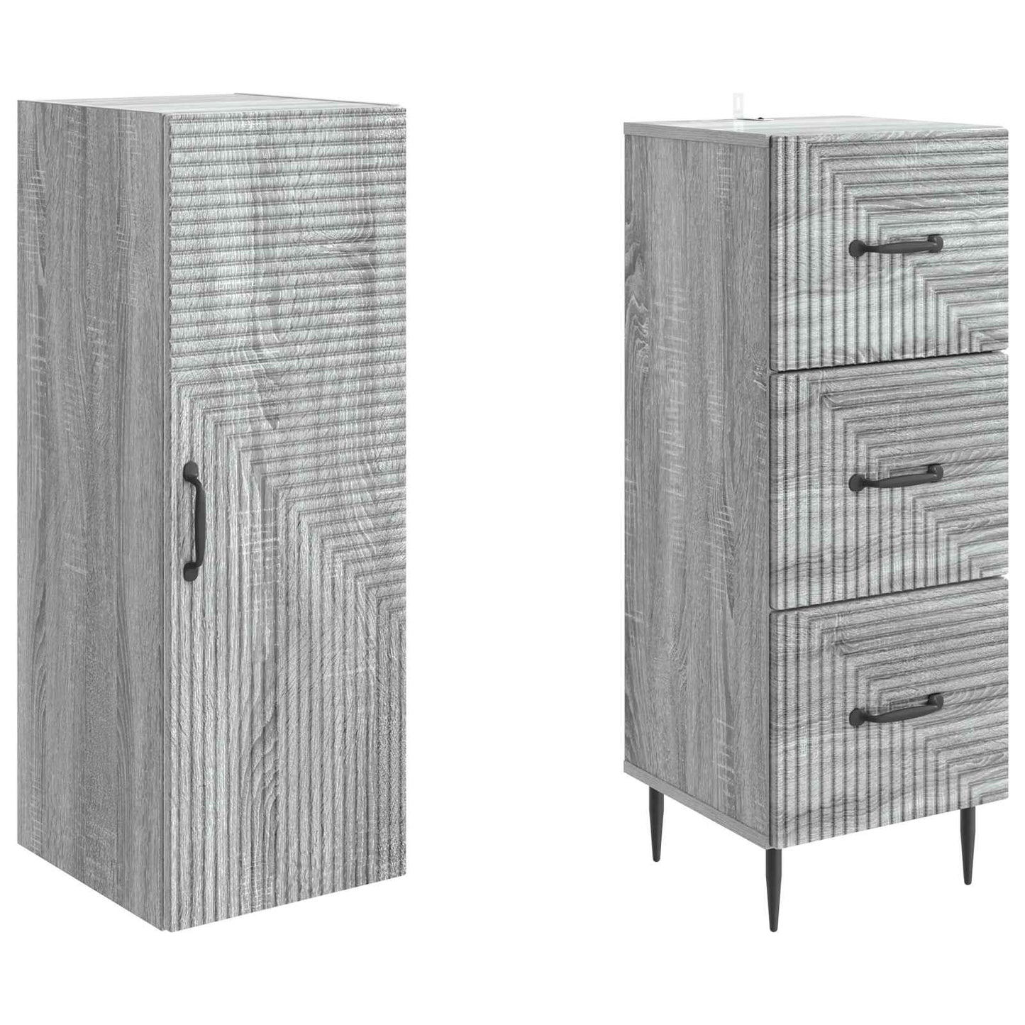 vidaXL Cabinet Set 2 pcs Grey Sonoma 33 x 34.5 x 90 cm Engineered Wood
