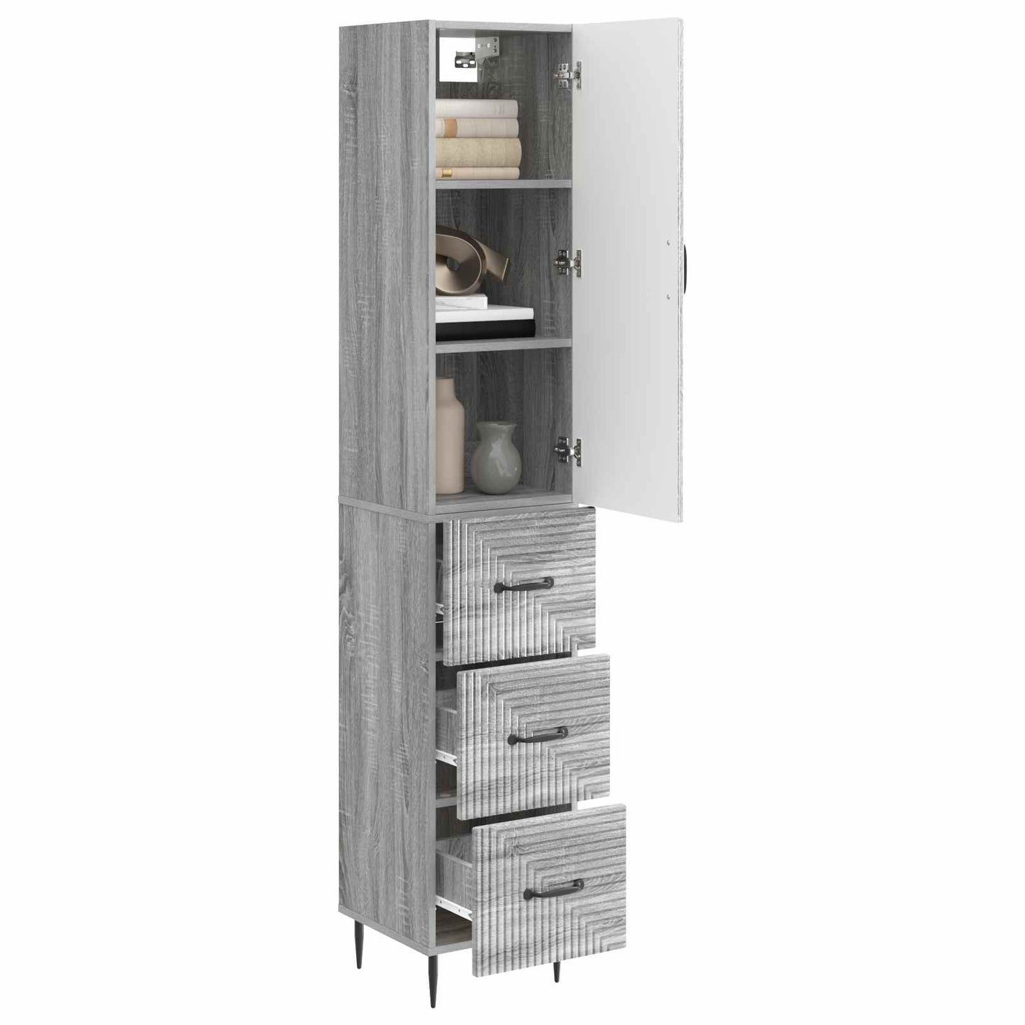 vidaXL Cabinet Set 2 pcs Grey Sonoma 33 x 34.5 x 90 cm Engineered Wood