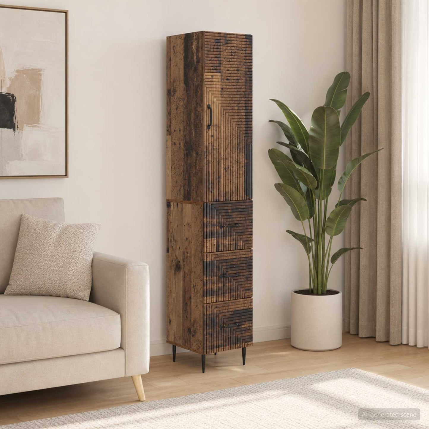vidaXL Cabinet Set 2 pcs Old Wood 33 x 34.5 x 90 cm Engineered Wood