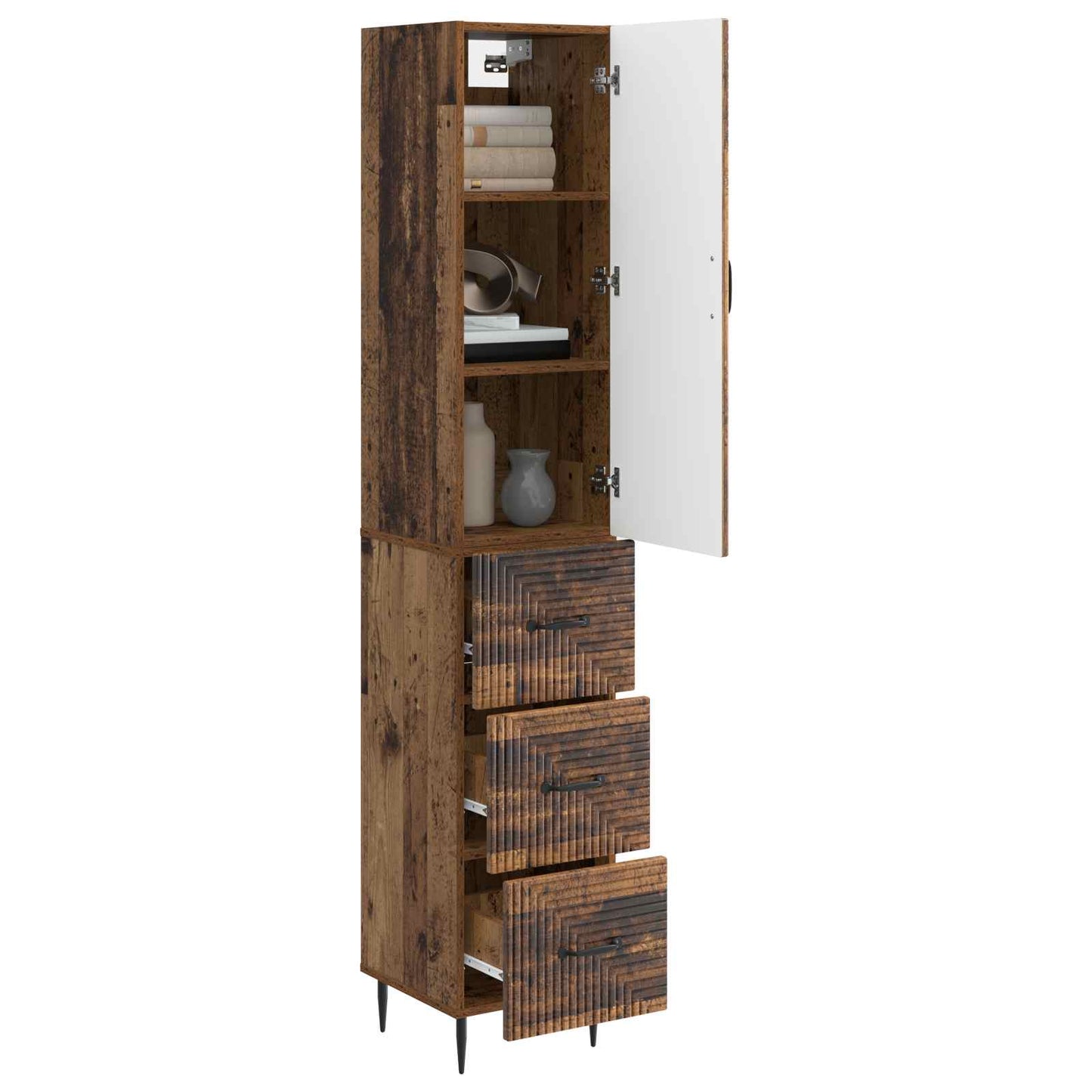 vidaXL Cabinet Set 2 pcs 33 x 34.5 x 90 cm Engineered Wood Old Wood