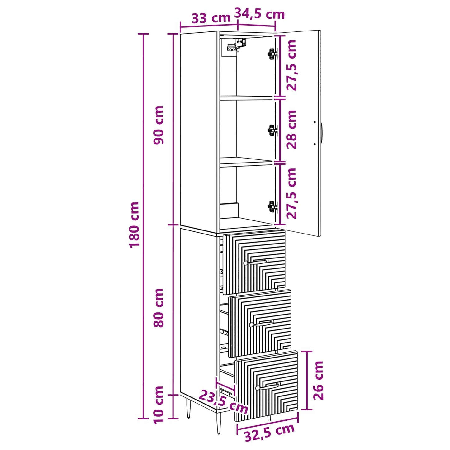 vidaXL Cabinet Set 2 pcs 33 x 34.5 x 90 cm Engineered Wood Old Wood