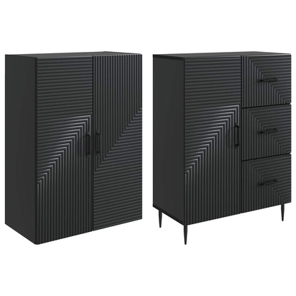 vidaXL Cabinet Set 2 pcs Black Engineered Wood