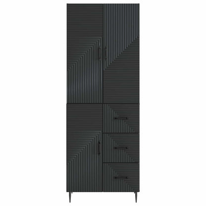 vidaXL Cabinet Set 2 pcs Black Engineered Wood