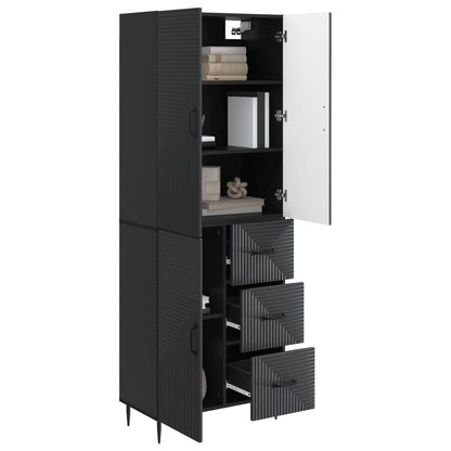 vidaXL Cabinet Set 2 pcs Black Engineered Wood