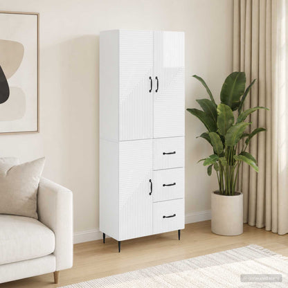 vidaXL Cabinet Set 2 pcs High Gloss White Engineered Wood