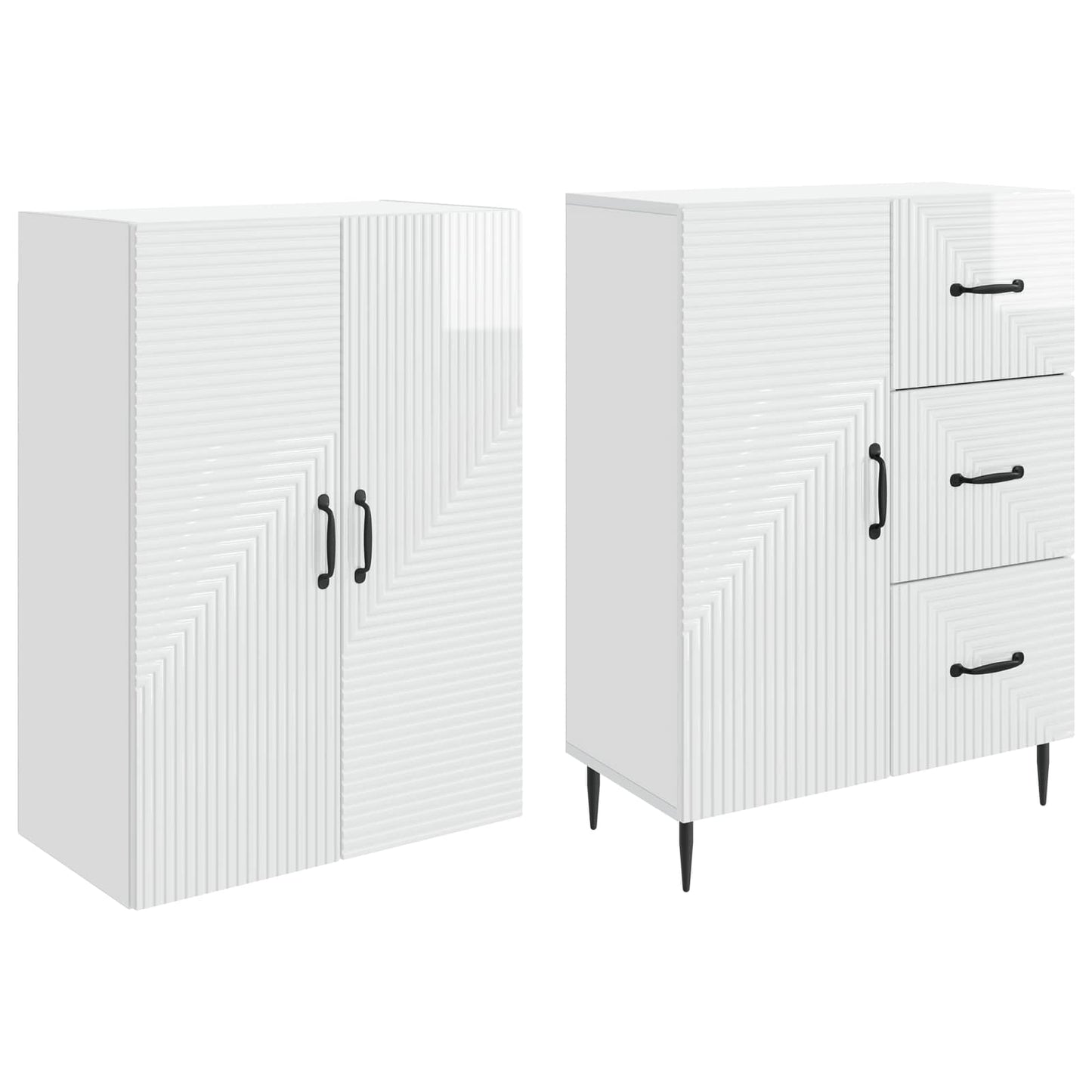 vidaXL Cabinet Set 2 pcs High Gloss White 66 x 34.5 x 89.5 cm