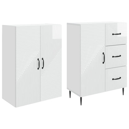 vidaXL Cabinet Set 2 pcs High Gloss White 66 x 34.5 x 89.5 cm