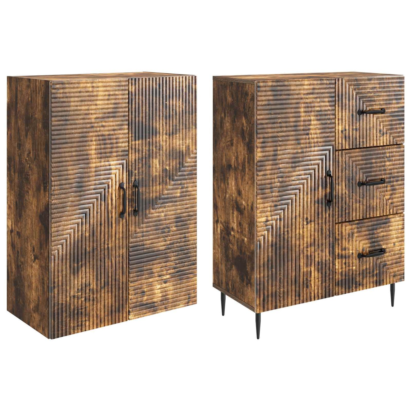 vidaXL Cabinet Set 2 pcs Smoked Oak Engineered Wood