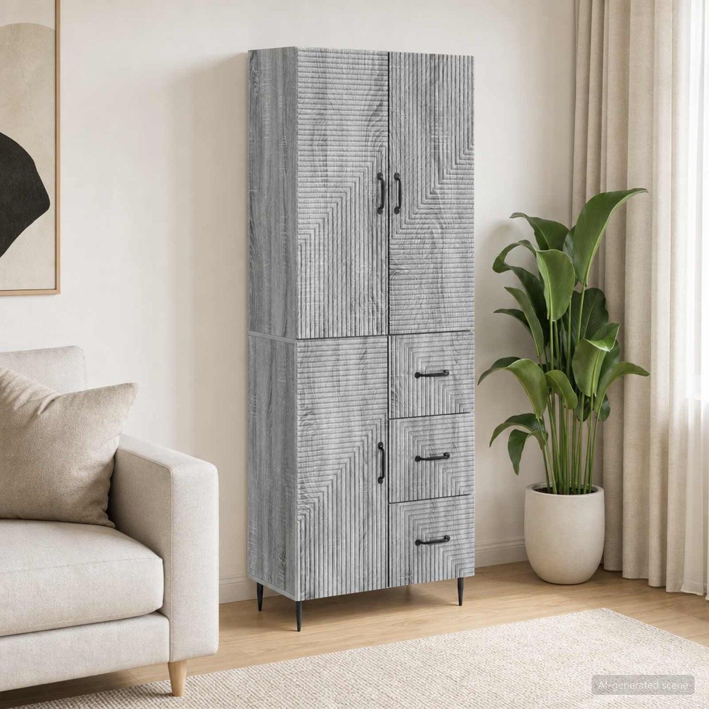 vidaXL Cabinet Set 2 pcs Grey Sonoma Engineered Wood