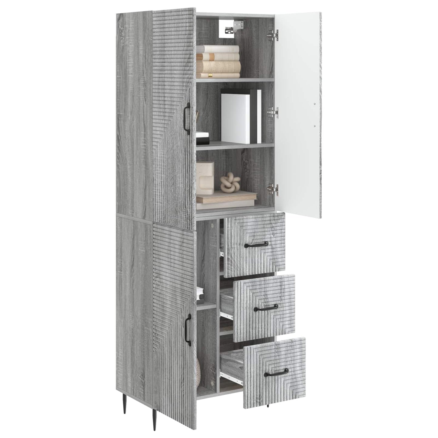 vidaXL Cabinet Set 2 pcs Grey Sonoma Engineered Wood