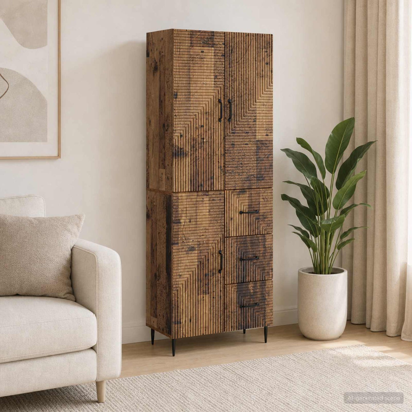 vidaXL Cabinet Set 2 pcs Old Wood Engineered Wood