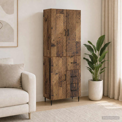 vidaXL Cabinet Set 2 pcs Old Wood Engineered Wood
