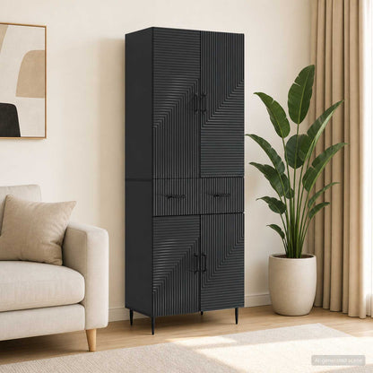 vidaXL Cabinet Set 2 pcs Black Engineered Wood