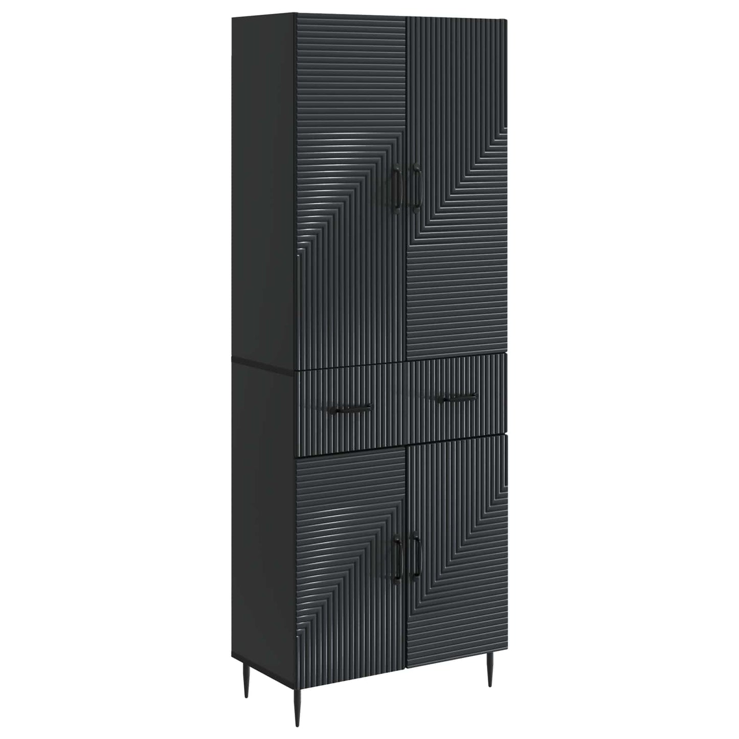 vidaXL Cabinet Set 2 pcs Black Engineered Wood