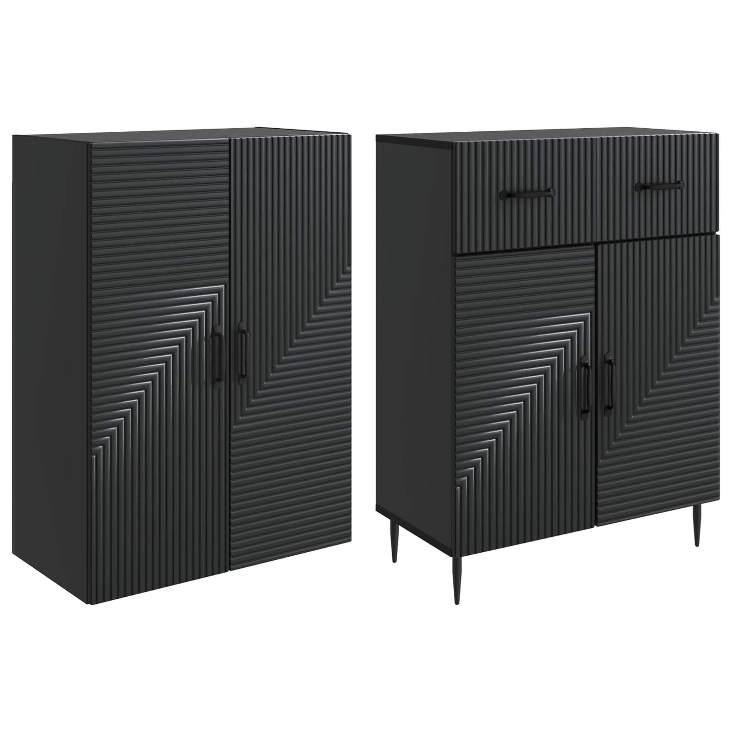 vidaXL Cabinet Set 2 pcs Black Engineered Wood