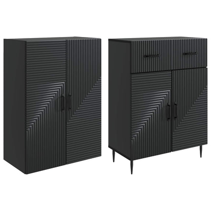 vidaXL Cabinet Set 2 pcs Black Engineered Wood