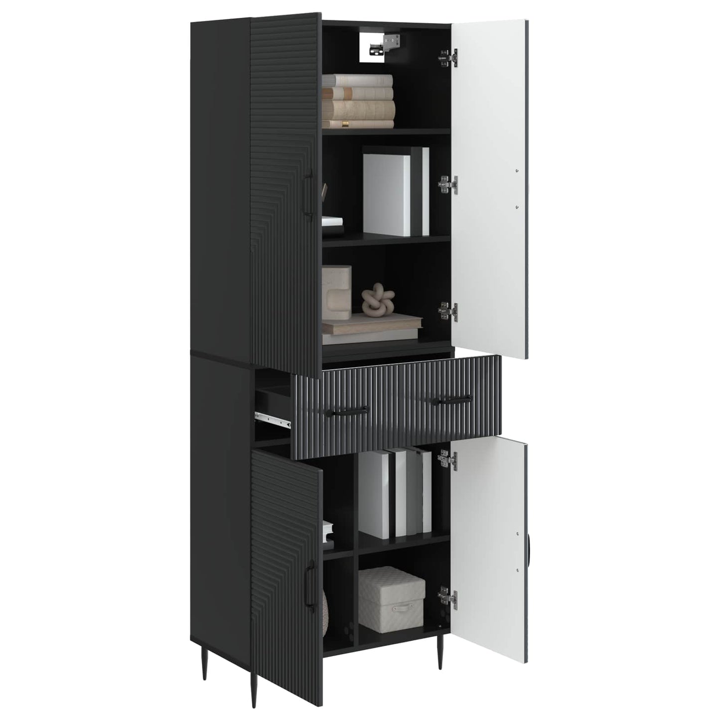 vidaXL Cabinet Set 2 pcs Black Engineered Wood