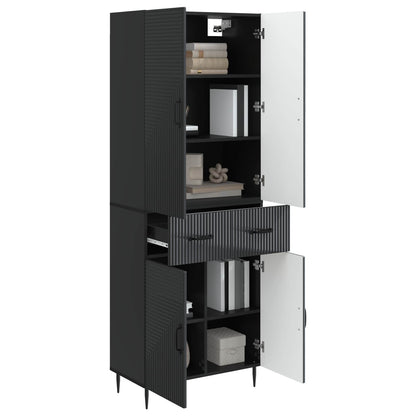 vidaXL Cabinet Set 2 pcs Black Engineered Wood