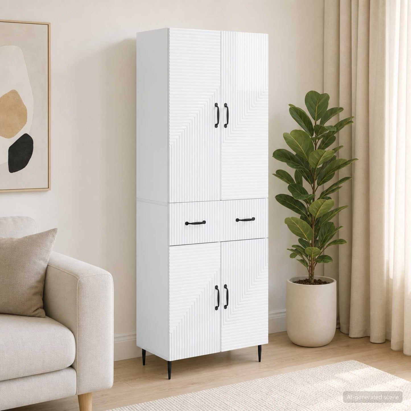 vidaXL Cabinet Set 2 pcs High Gloss White Engineered Wood