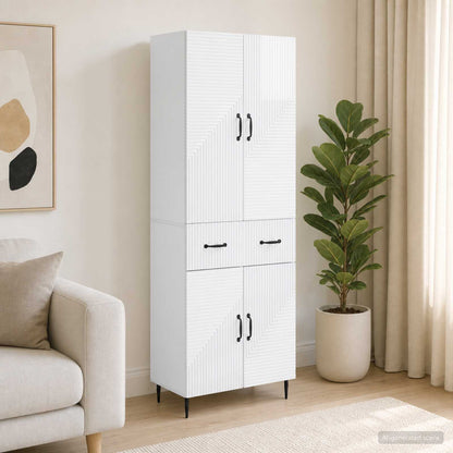 vidaXL Cabinet Set 2 pcs High Gloss White Engineered Wood