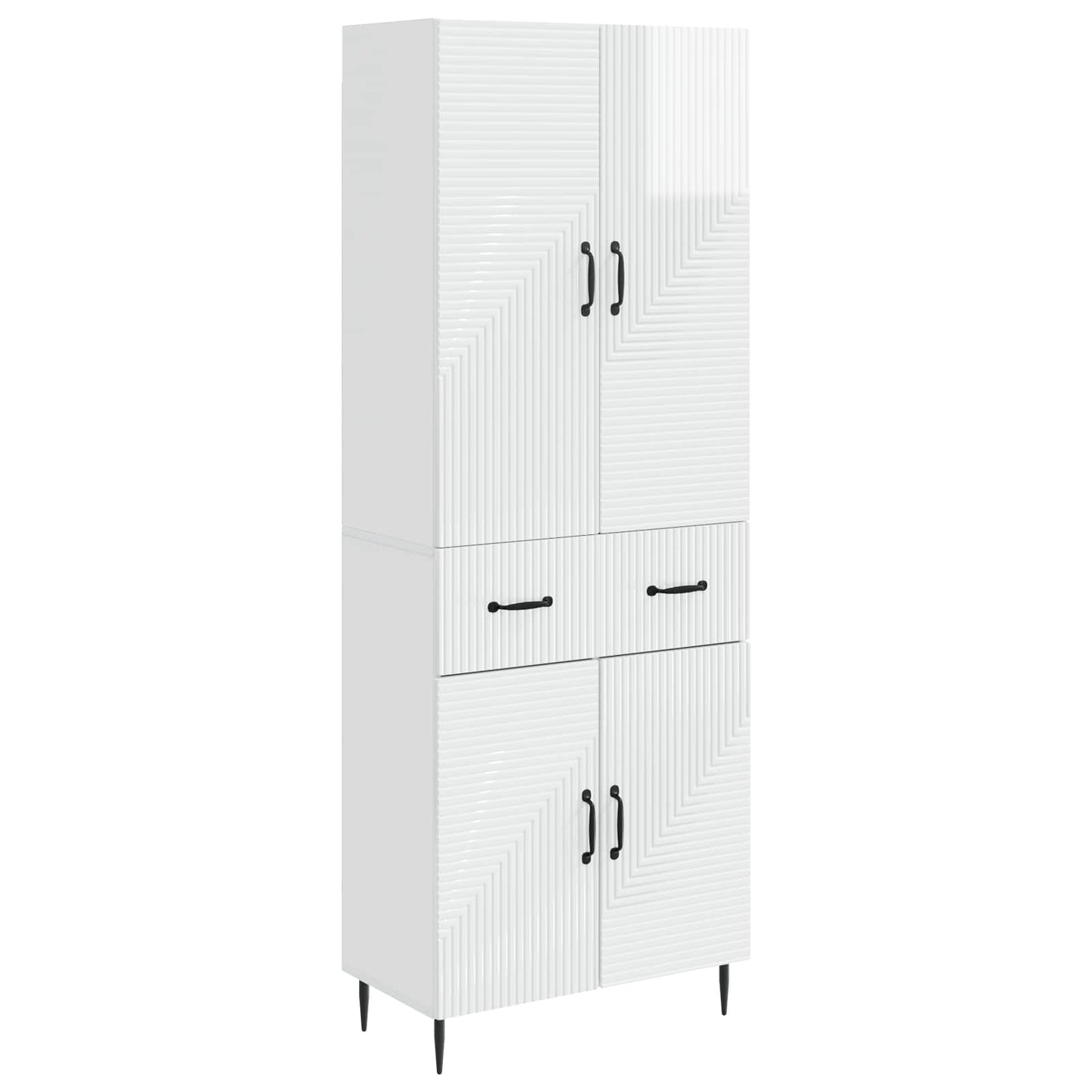 vidaXL Cabinet Set 2 pcs High Gloss White Engineered Wood
