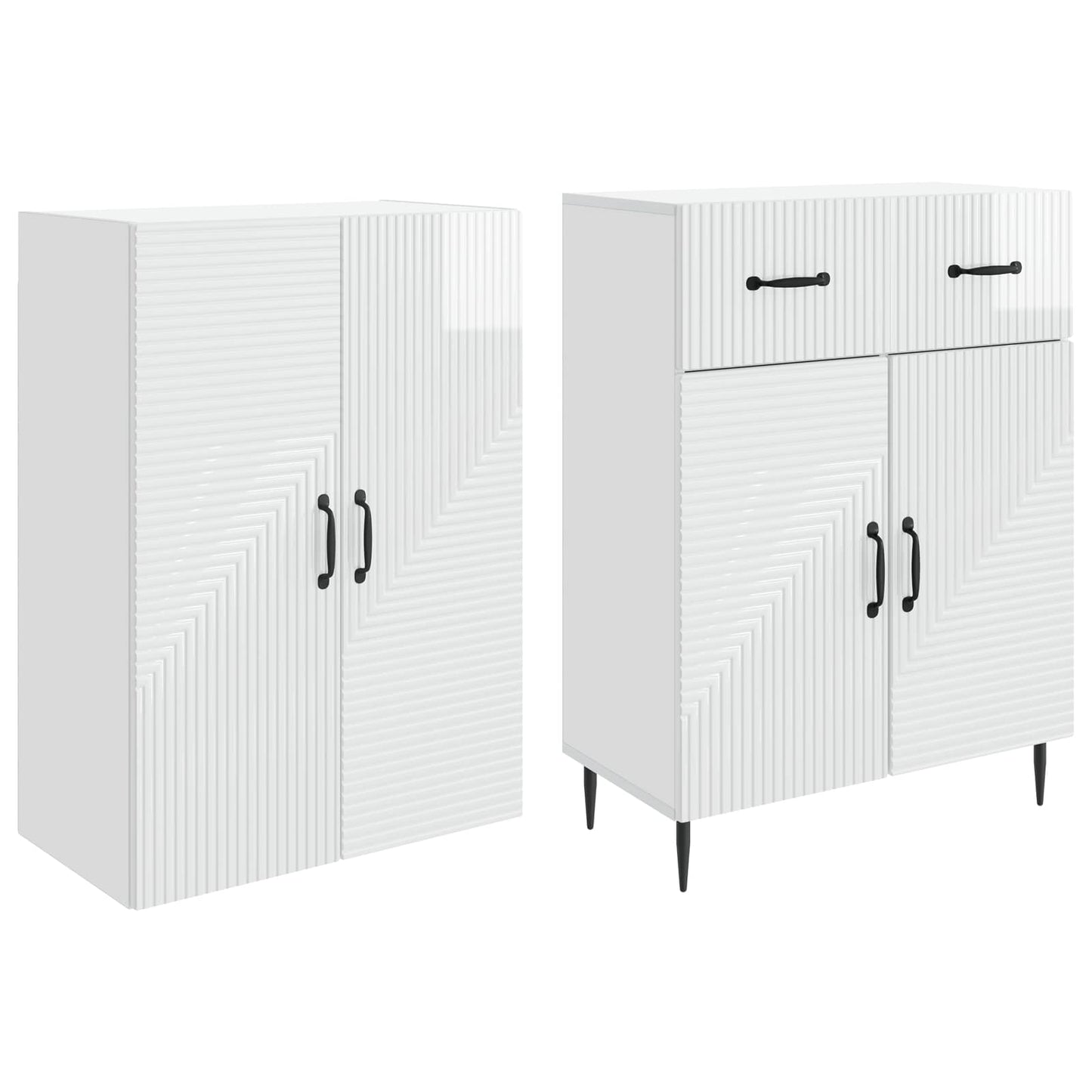 vidaXL Cabinet Set 2 pcs High Gloss White Engineered Wood