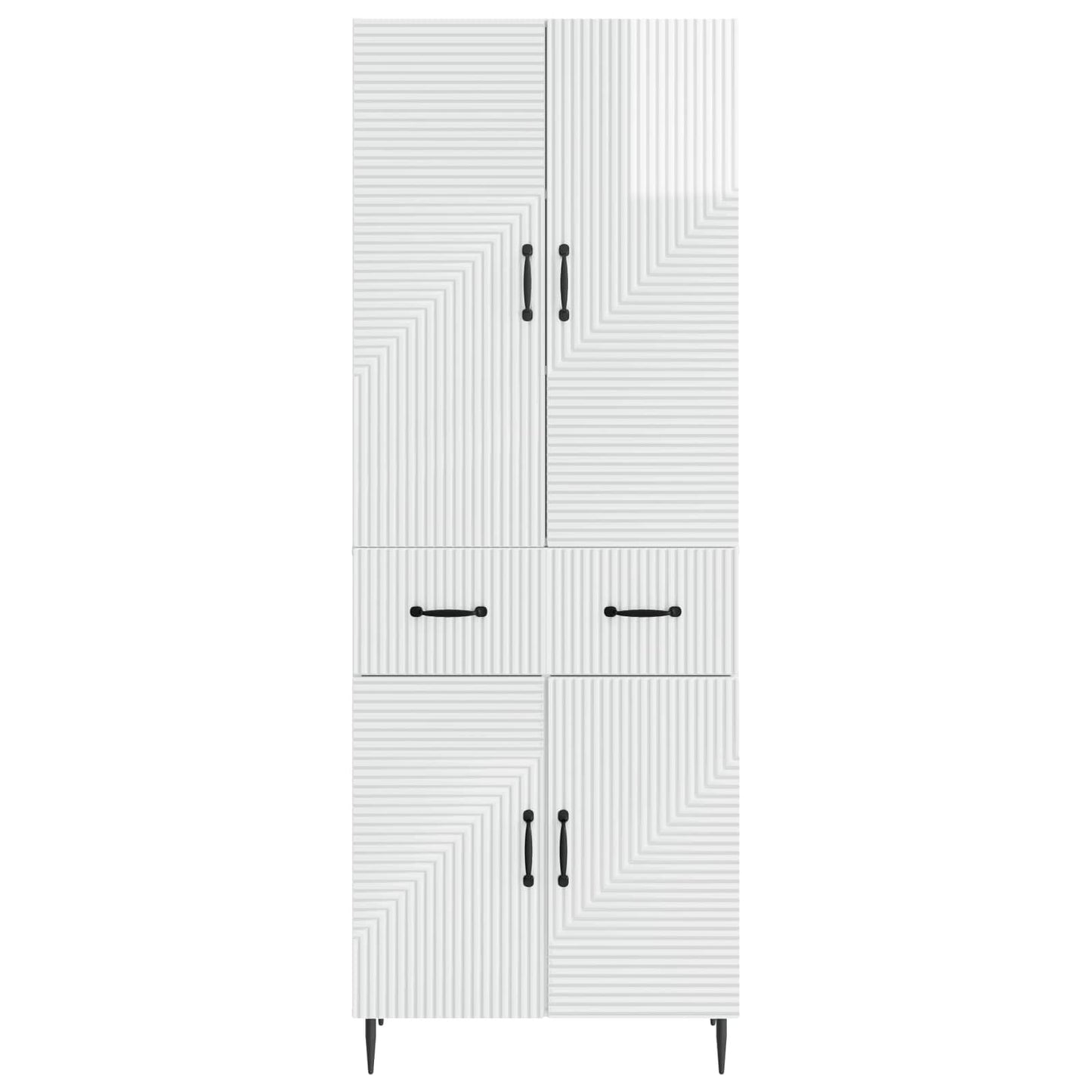 vidaXL Cabinet Set 2 pcs High Gloss White Engineered Wood