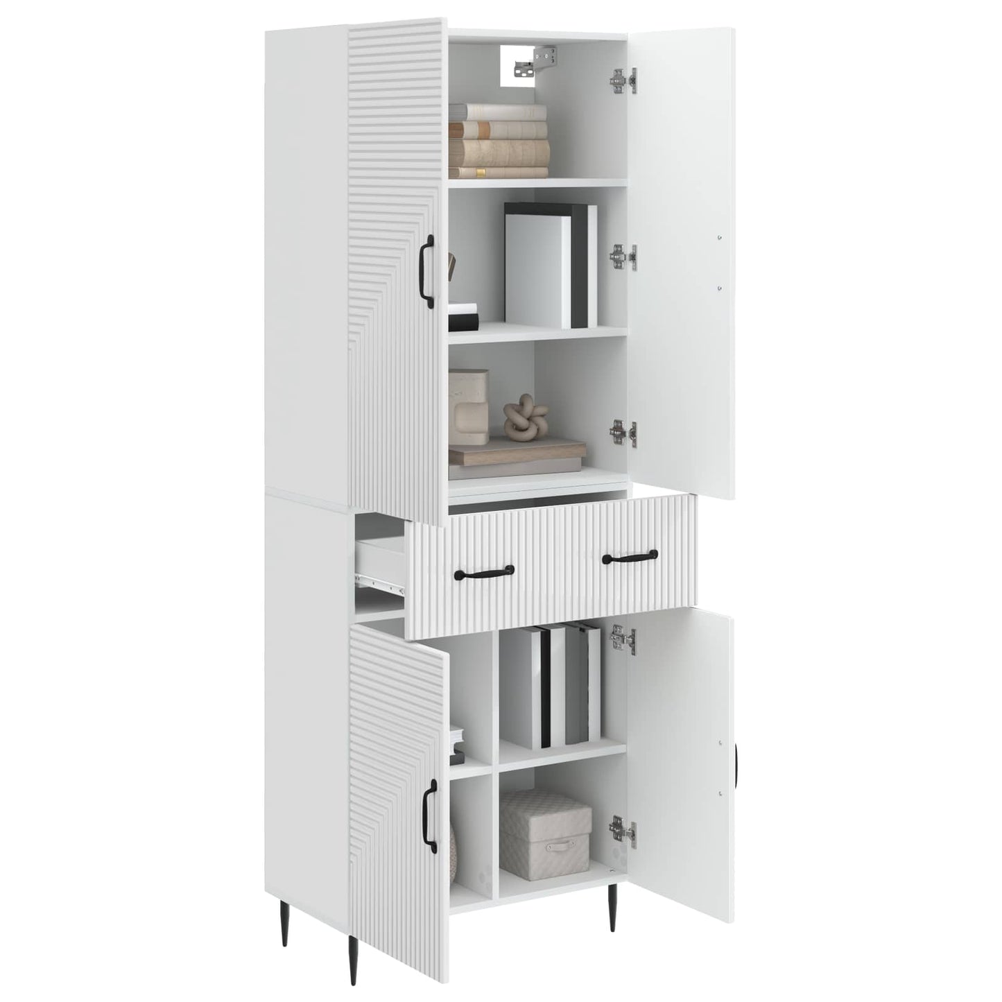 vidaXL Cabinet Set 2 pcs High Gloss White Engineered Wood