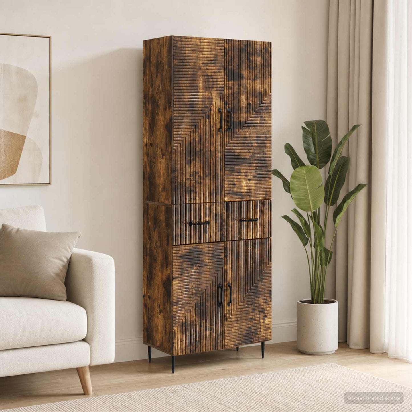 vidaXL Cabinet Set 2 pcs Smoked Oak Engineered Wood