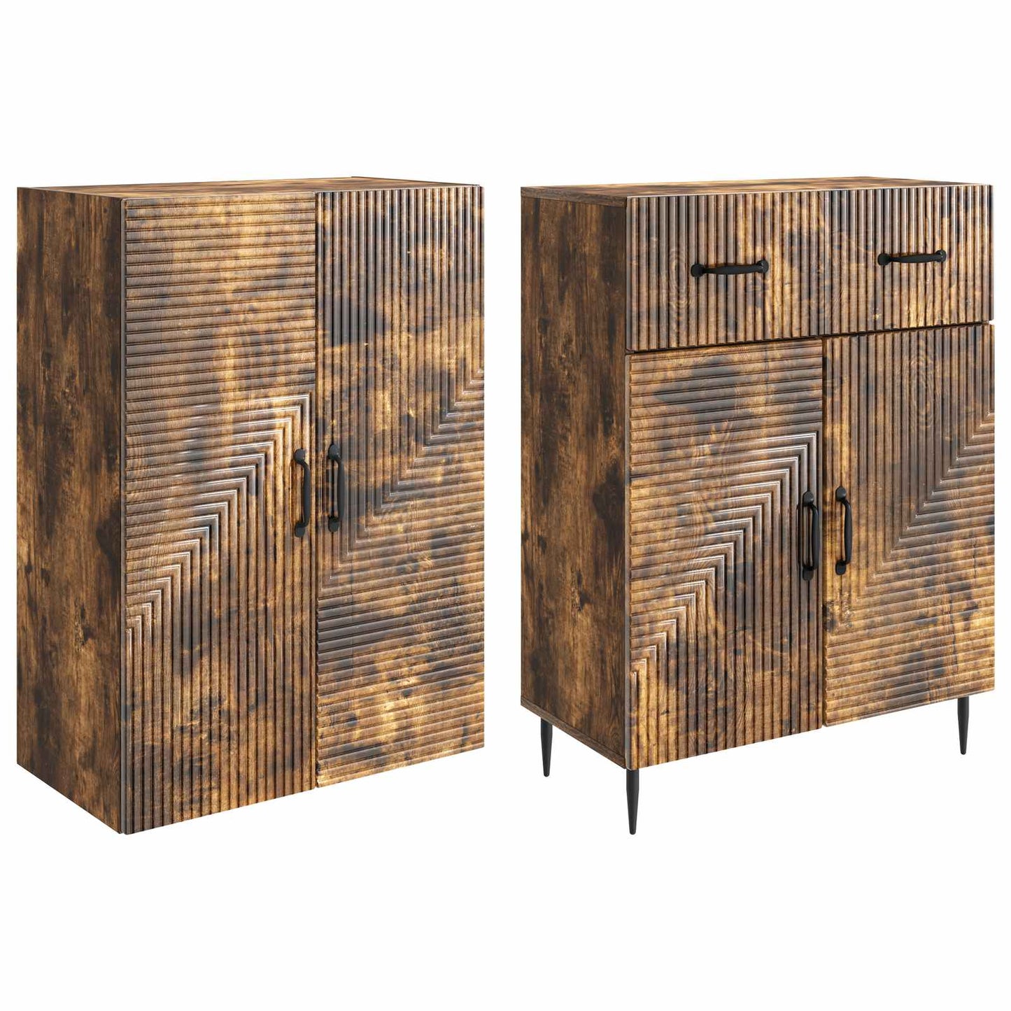 vidaXL Cabinet Set 2 pcs Smoked Oak Engineered Wood