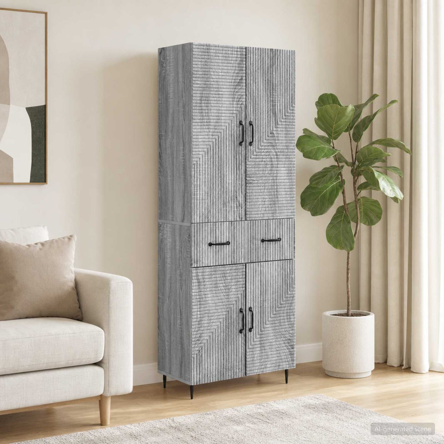 vidaXL Cabinet Set 2 pcs Grey Sonoma Engineered Wood